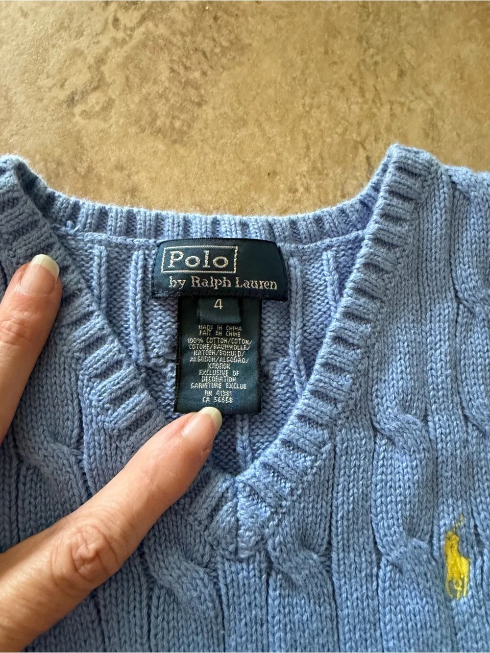 Polo Ralph Lauren Cable Knit Sweater Vest Boys Size 4 Blue Pony Preppy